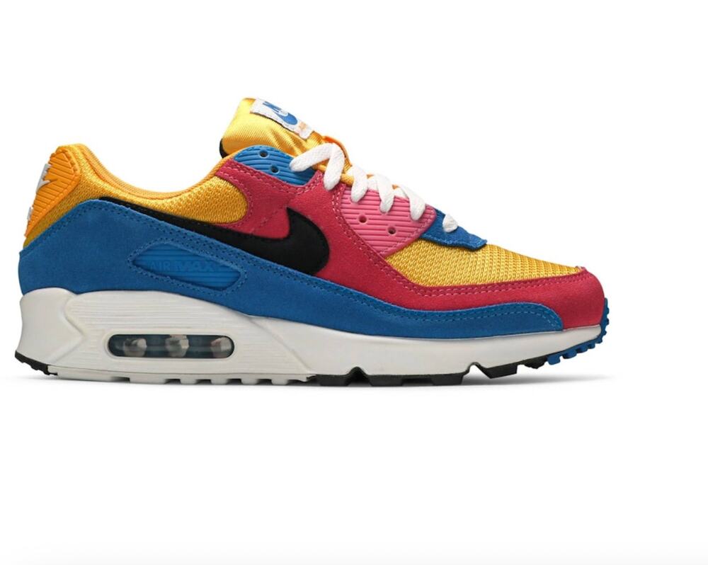 Nike Air Max 90 Multicolor Suede CJ0612-700 Yellow Pink Blue Men Size 9 Used